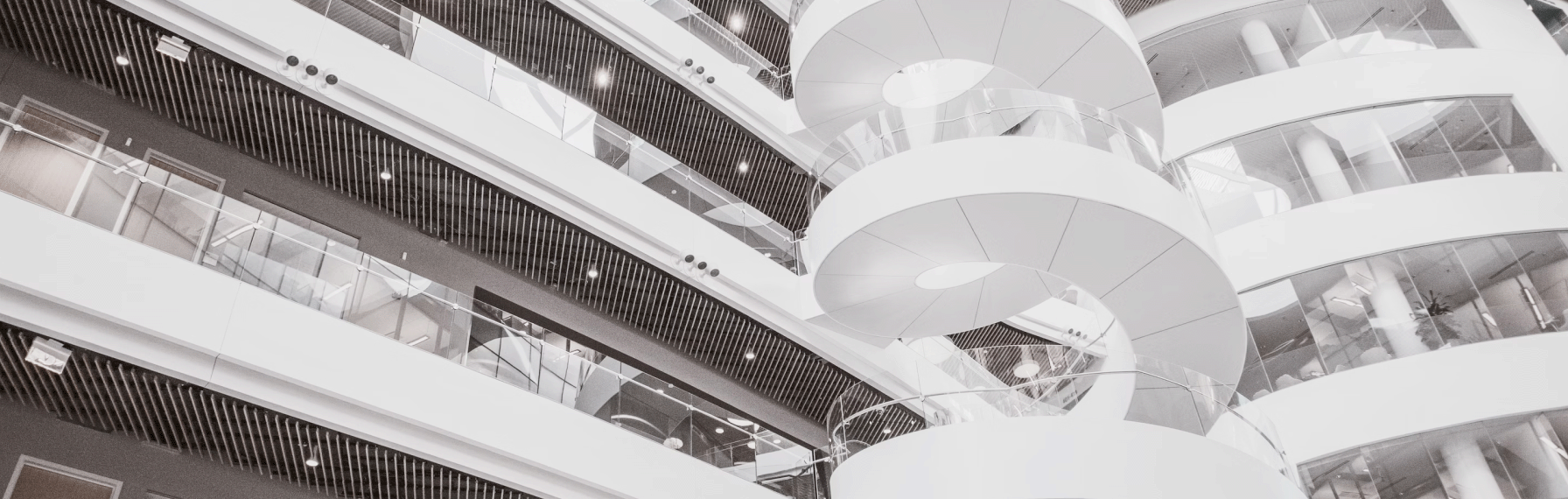 Spiral staircase in an office building